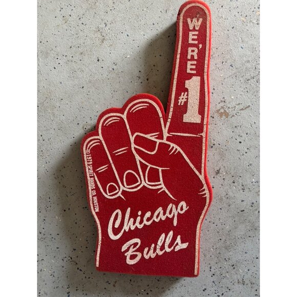 Vintage Chicago Bulls Red Foam Finger 1990s Sports Memorabilia "Were #1" - Picture 1 of 13